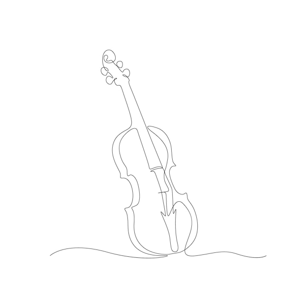 Stradivarius violin vector one line drawing illustration