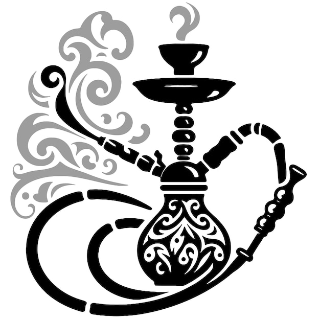 Straightforward vector illustration of a hookah stencil against a white background ideal for adverti