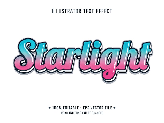 stralight editable text effect 3d simple style with gradient blue pink color