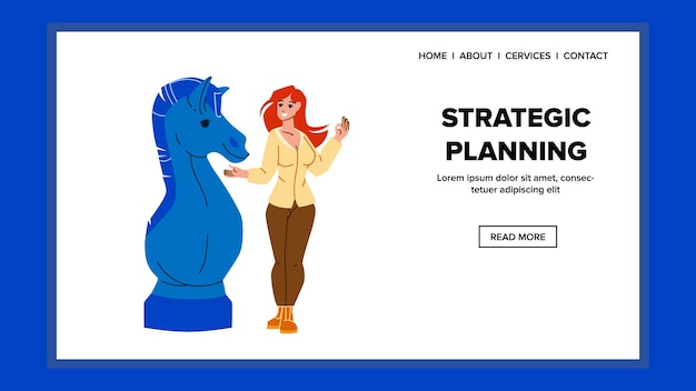 Strategic Planning Young Businesswoman Vector