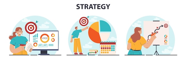 Vector strategy development set benchmarking and business planning