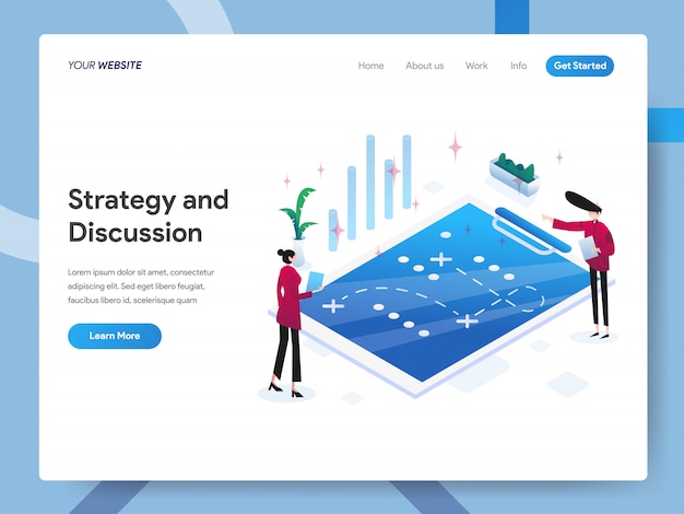 Strategy and Discussion Isometric Illustration for website page