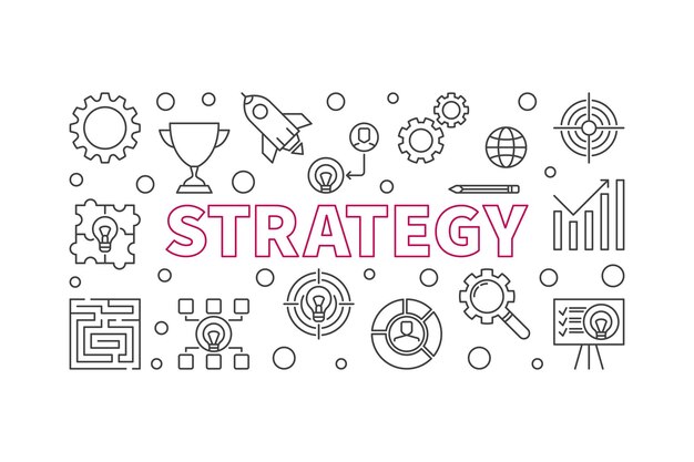 Strategy outline vector horizontal banner or illustration