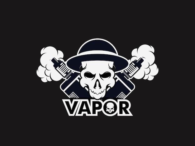 straw hat skull head vape logo, vape shop logo, skull vape vintage logo