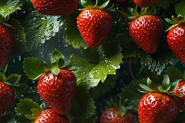 Vector strawberries are among the fruits of a tree