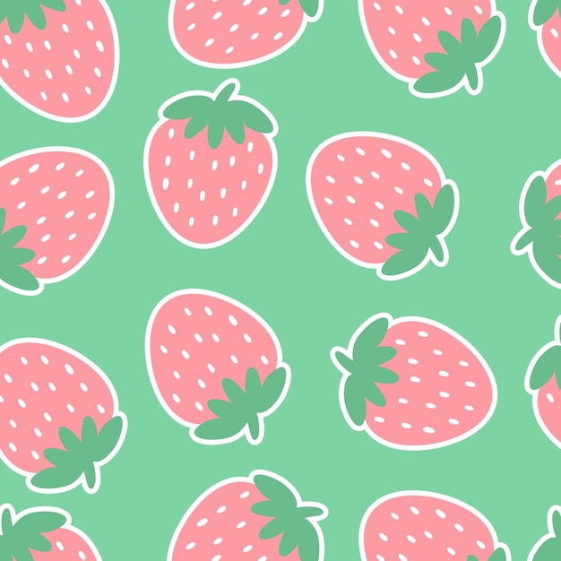 Strawberries seamless pattern fresh fruit background texture