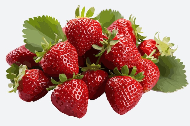 Strawberries with leaves Isolated A pile of strawberries on a white background