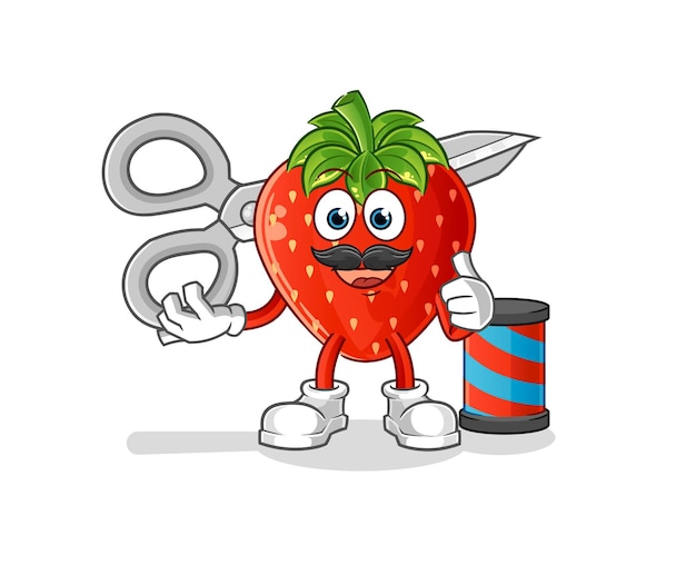 strawberry barber cartoon. cartoon mascot vector