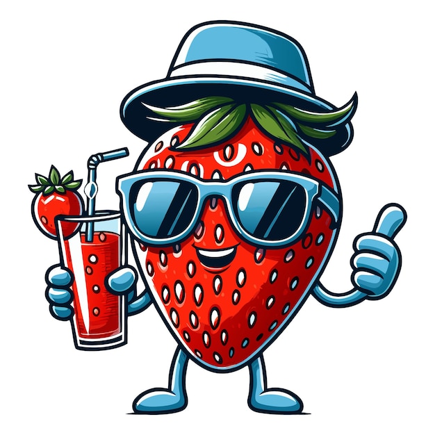 Strawberry cartoon character clipart vector