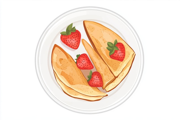 Strawberry Crepes Flat Illustration