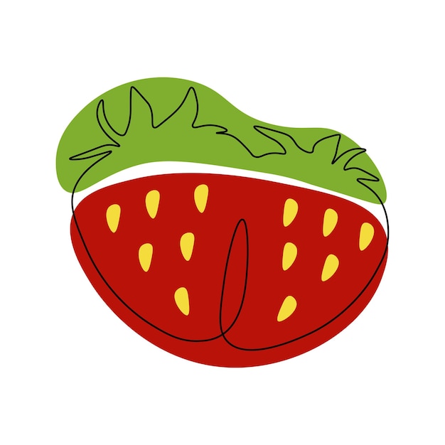 Strawberry drawing drawn with one continuous line