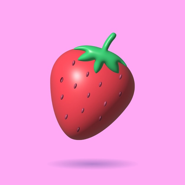 Strawberry fruit cute 3d icon vector illustration design