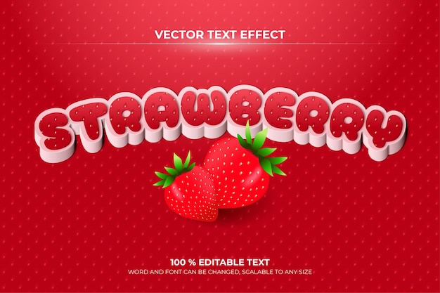 Vector strawberry fruit editable text effect