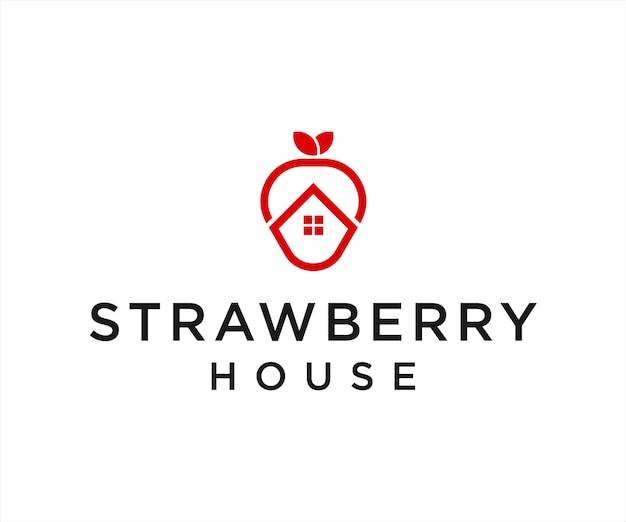 strawberry house logo icon vector design