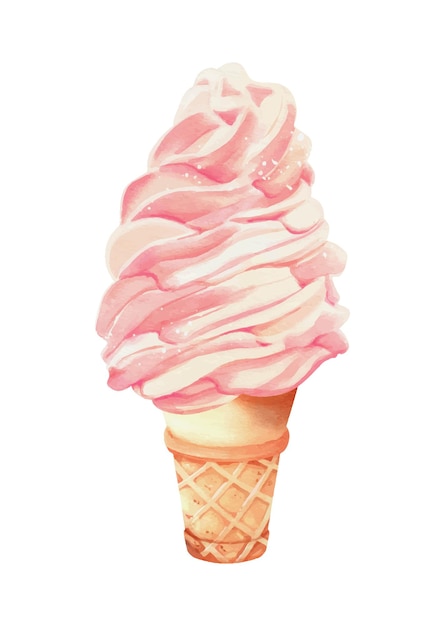 Strawberry ice cream watercolor vector design