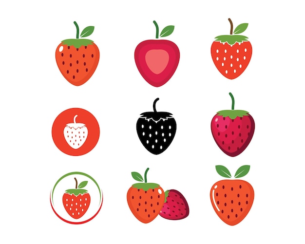 Strawberry icon logo vector illustration