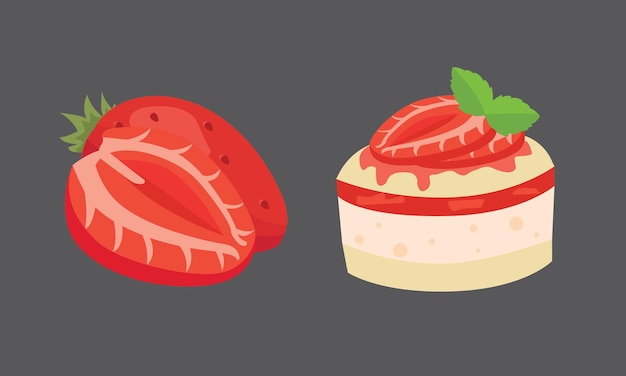 Strawberry isolated vector illustration set