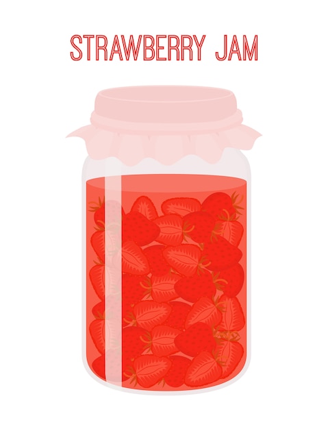 Strawberry jam in mason jar, canned