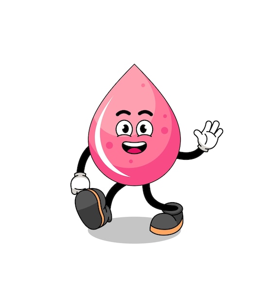 Strawberry juice cartoon walking