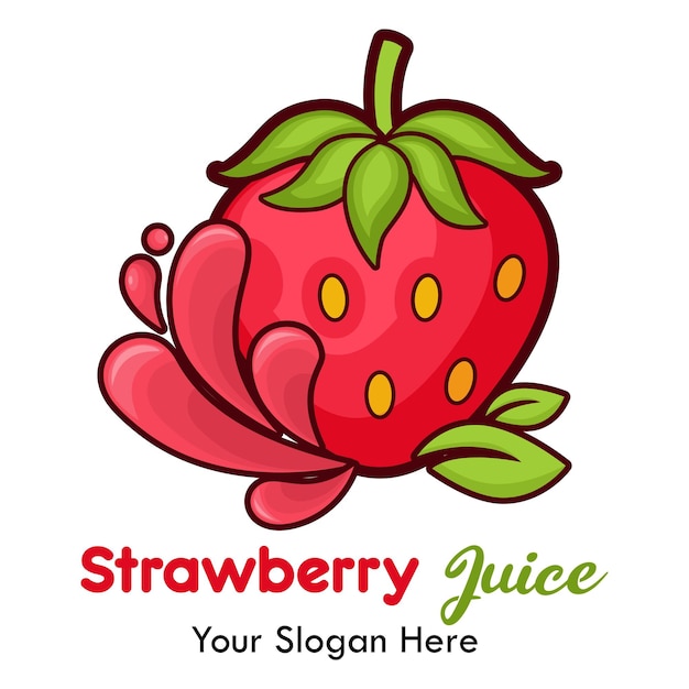 Strawberry juice logo. Fresh drink design. Your slogan here