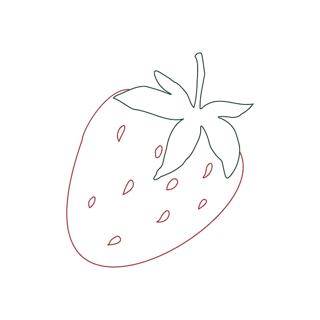 Strawberry line art summer fruit icon logo coloring page Sweet food Vector hand drawn clip art isolate on white background