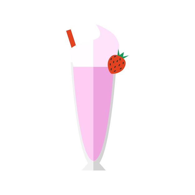 Strawberry milkshake. Flat design