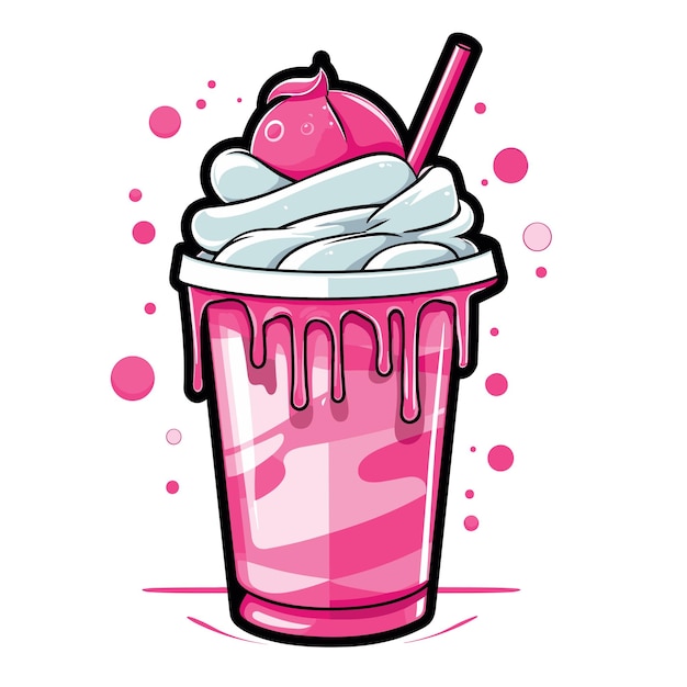 strawberry milkshake vector