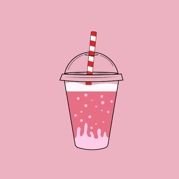 Strawberry Milkshakes vector illustration refreshing strawberry milk drink in a cup