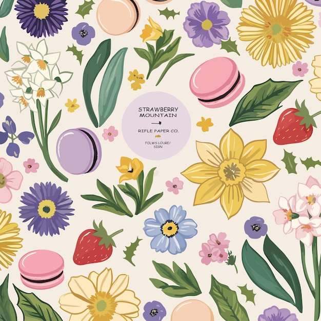 Vector strawberry mountain sweets a whimsical floral delight