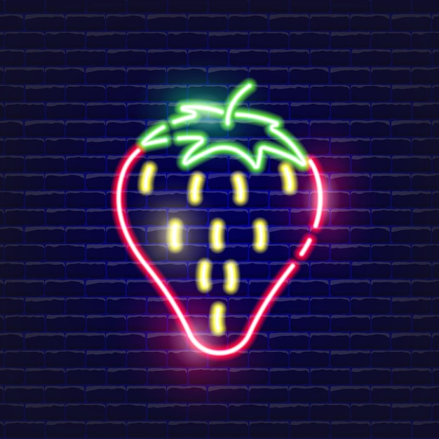 Strawberry neon icon Glowing icon vector illustration