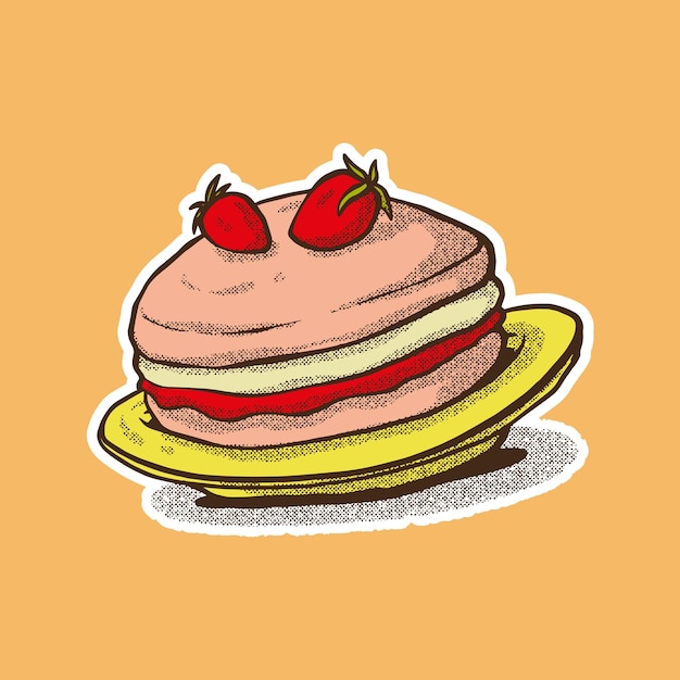 Strawberry pancake sketch hand drawn technique