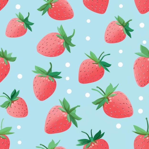 Strawberry pattern on blue