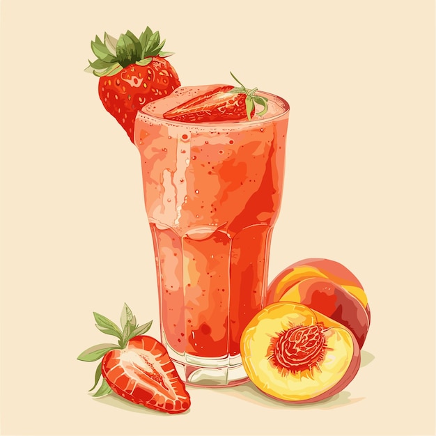 Strawberry Peach Smoothie Illustration