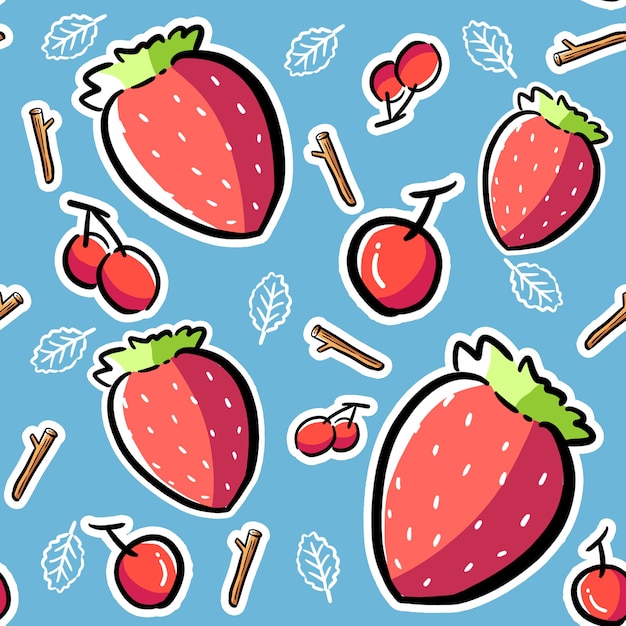 strawberry Red and blue pattern