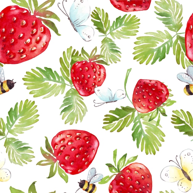 Strawberry seamless pattern Vector