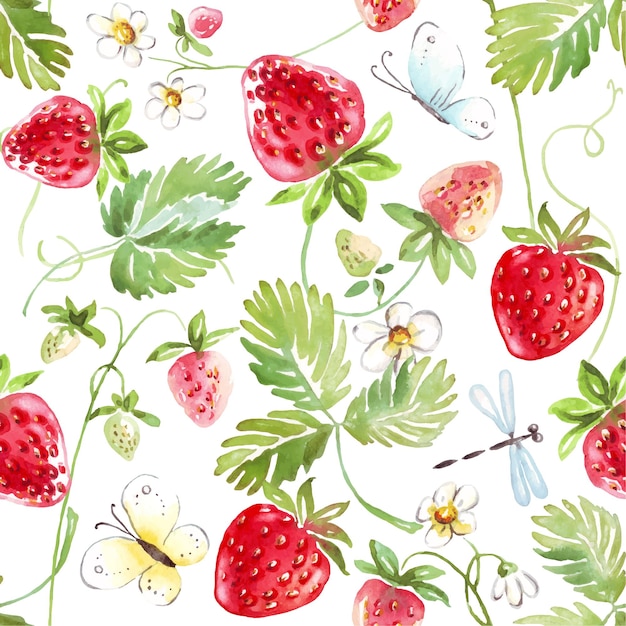 Strawberry seamless pattern Vector