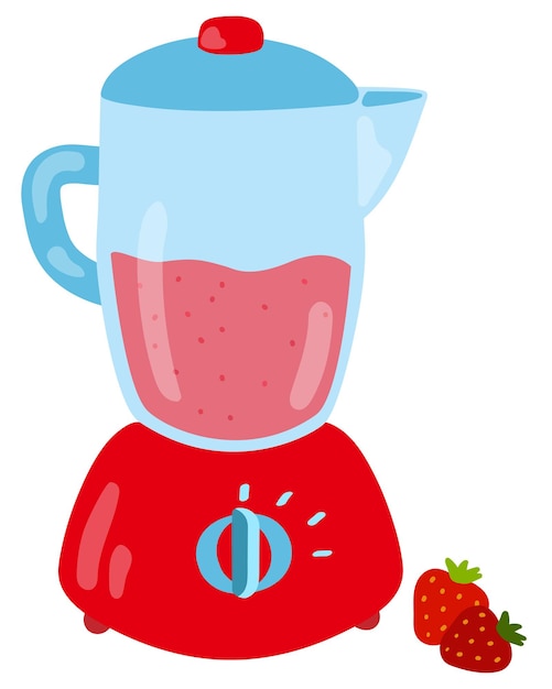 Strawberry smoothie blender Hand drawn vector illustration Suitable for website stickers