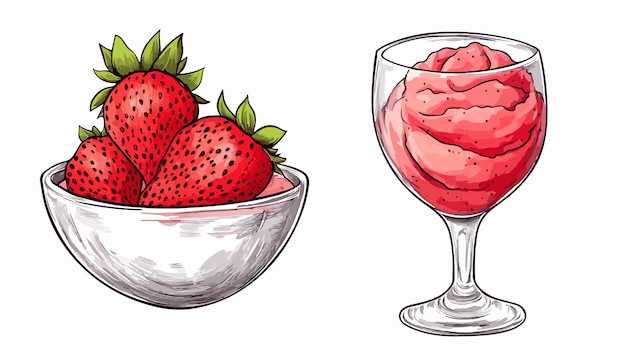 Vector strawberry sorbet vector illustration