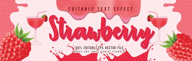 Strawberry text effect editable PSD