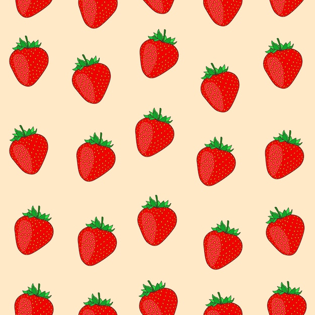 Strawberry vector seamless pattern, strawberry cartoon