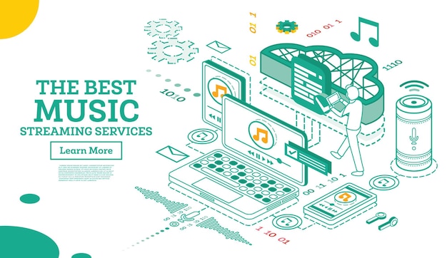 Streaming Music Services. Isometric Concept. Illustration