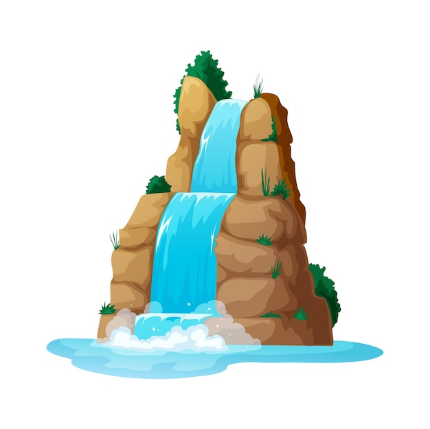 Streaming water waterfall falls cliff game asset