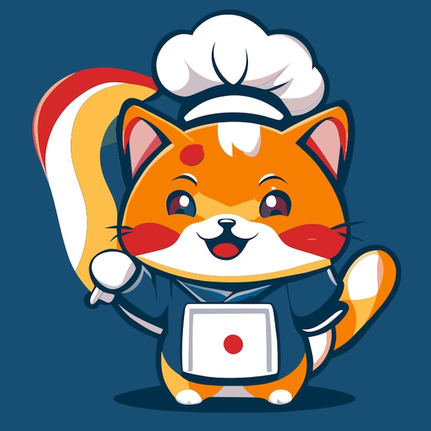 Vector street art chef cat vector illustration kawaii