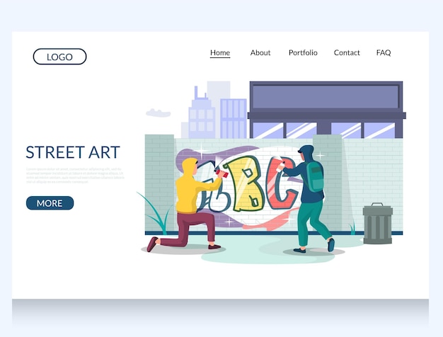 Vector street art vector website landing page design template