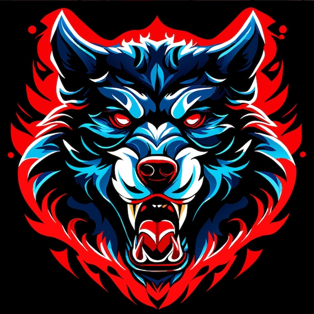 street artgraffiti dangerous aggressive himalayan wolf head illustration isolated in dark