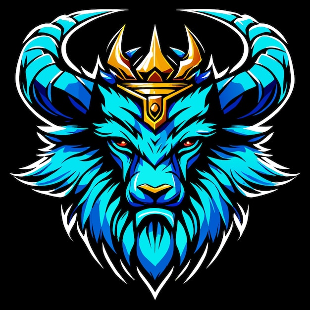 street artgraffiti king goat head crown illustration isolated in dark background vector