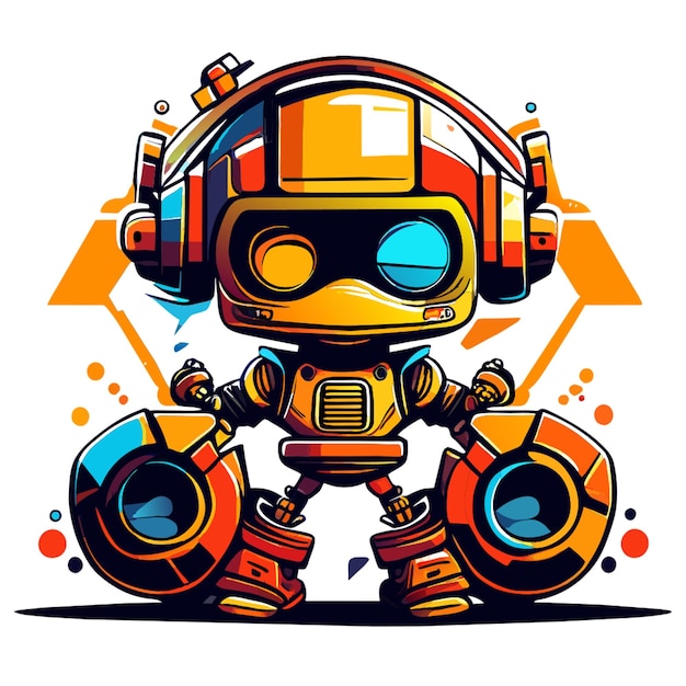 street artgraffiti little funny robot design a junkyard bot in isolated background vector