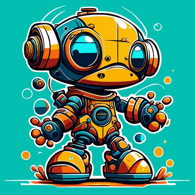 street artgraffiti little funny robot design a oceanic robot in isolated background vector