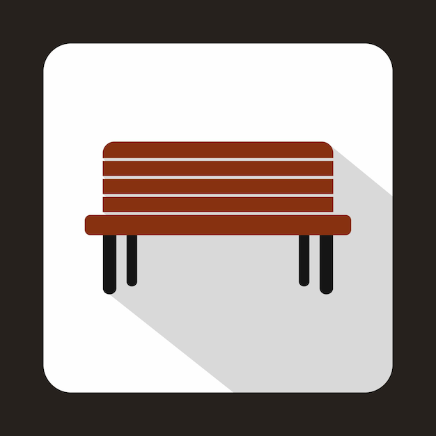 Street bench icon in flat style with long shadow Seat symbol