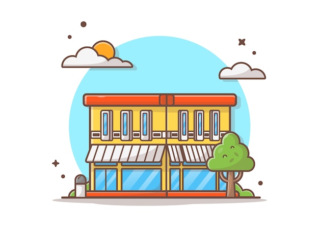 Street Cafe Building Vector Icon Illustration